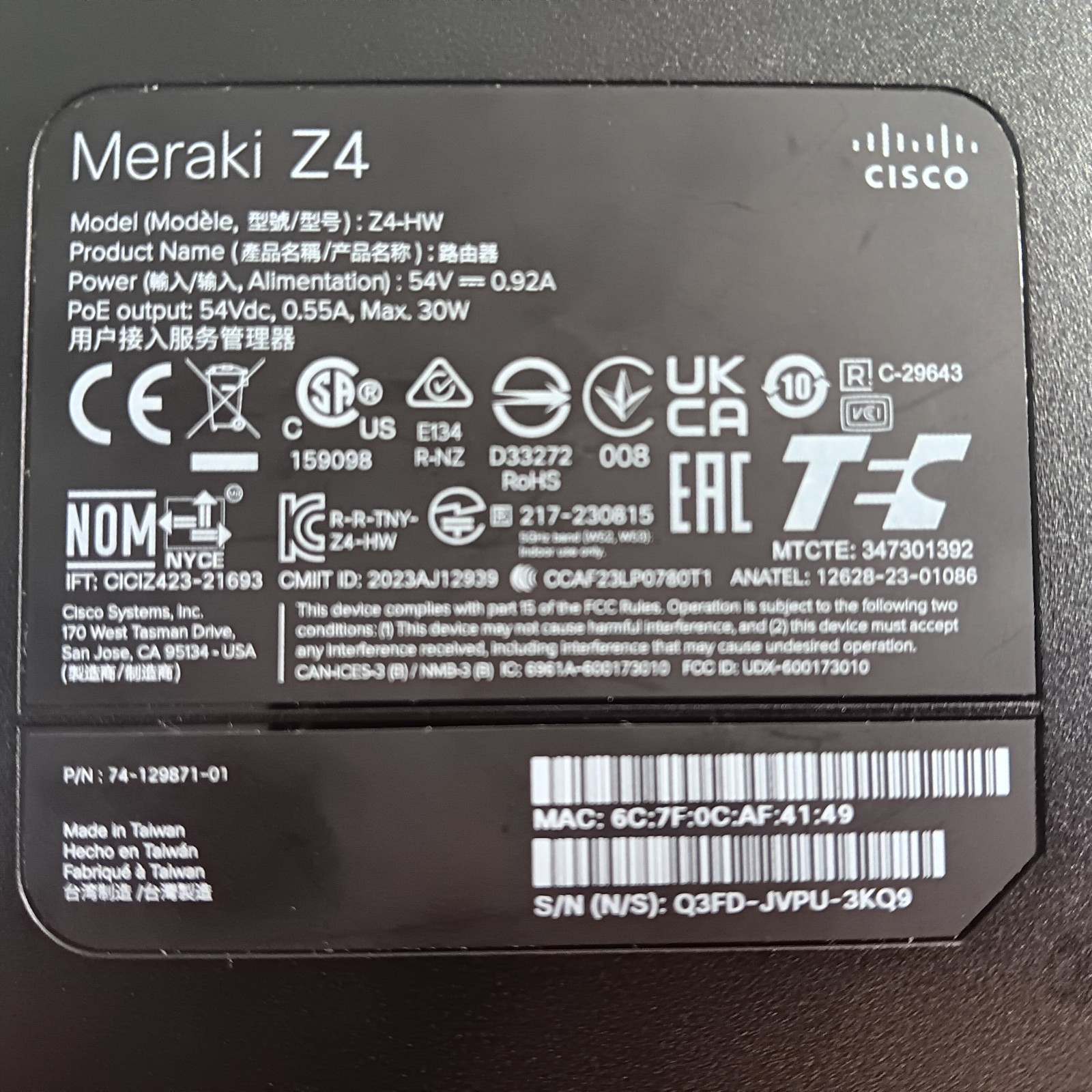 Cisco Meraki Z4 HW Teleworker Gateway (Firewall, VPN Gateway, Router)