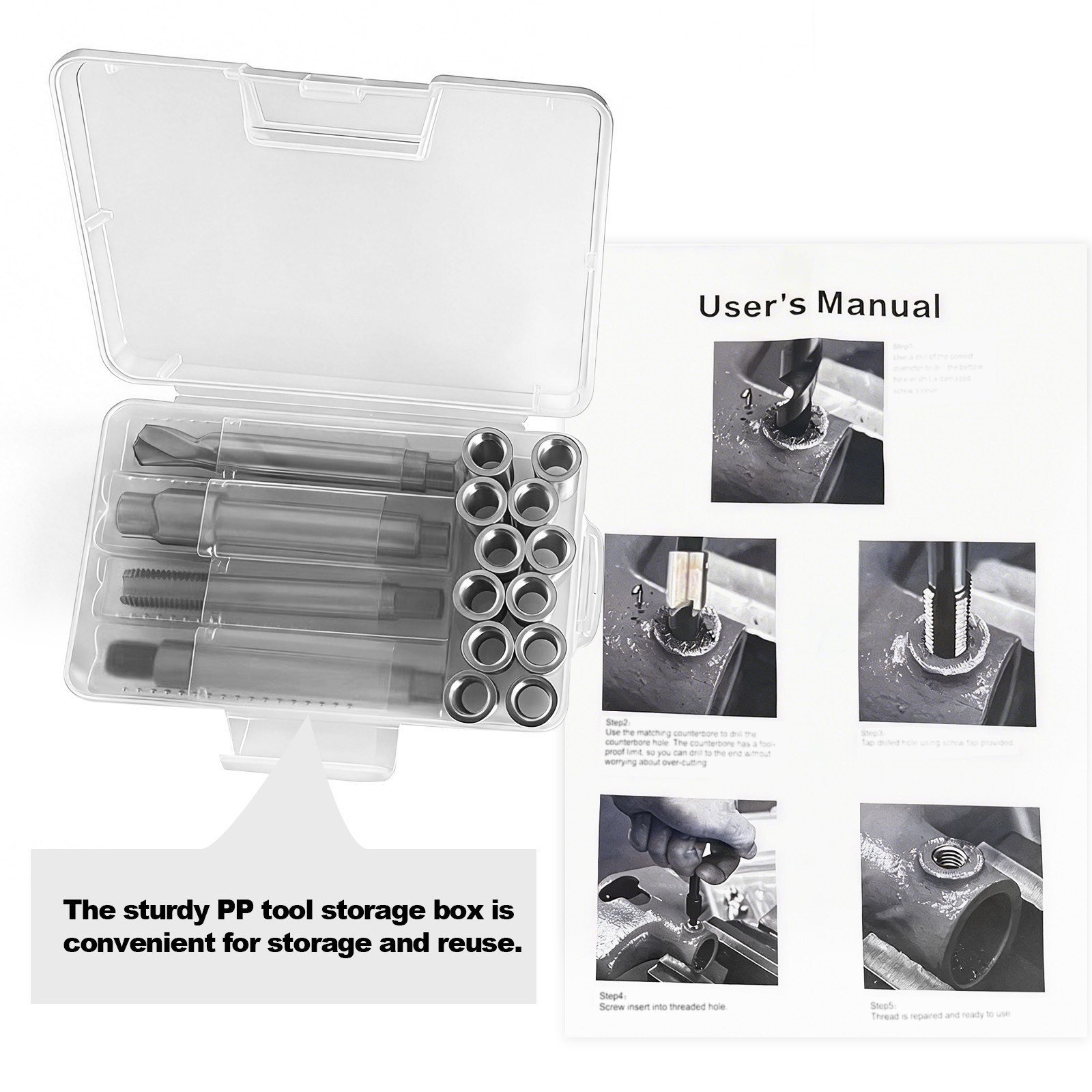 BZBMGMO M11x1.5 Thread Repair Kit, 12 Stainless Inserts(28.2mm), HSS Tools