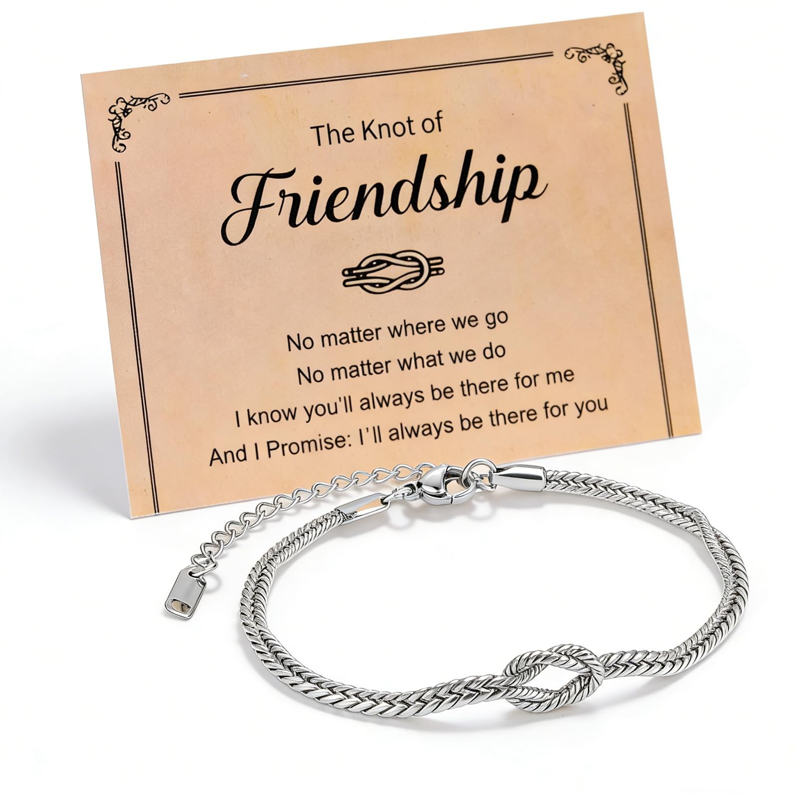 iWenSheng Birthday Gifts for Friends Female - Love Knot One Size, Silver