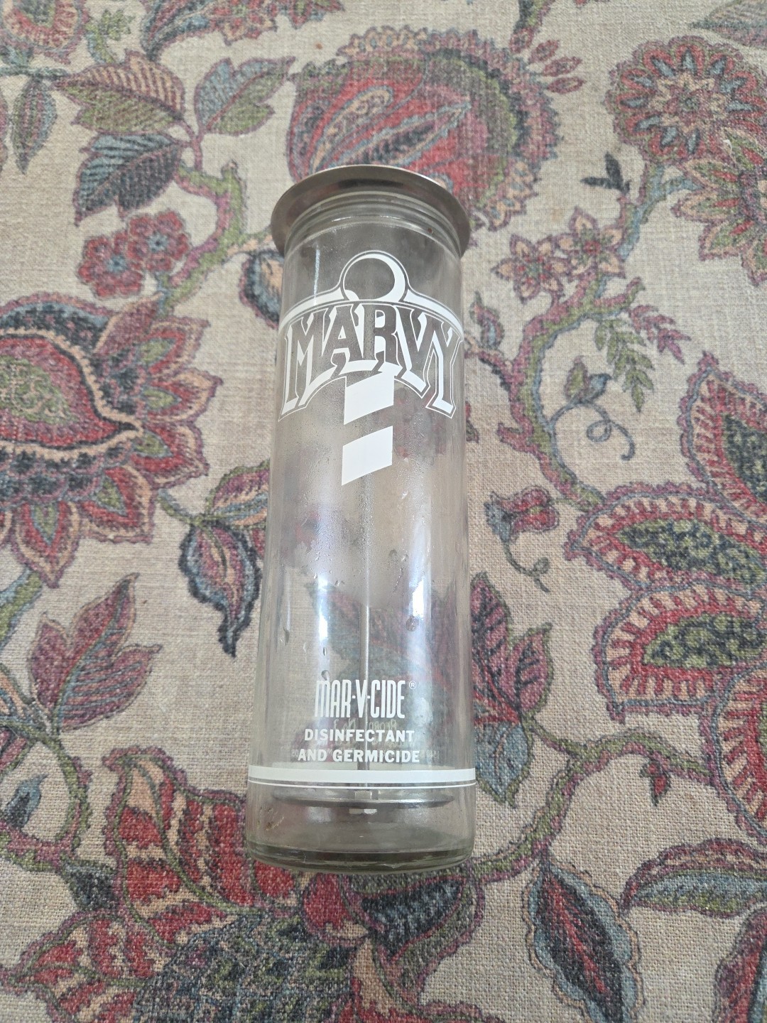 Vtg Marvy Barber Shop No 3 Disinfectant & Germicide Sanitizer Glass Jar