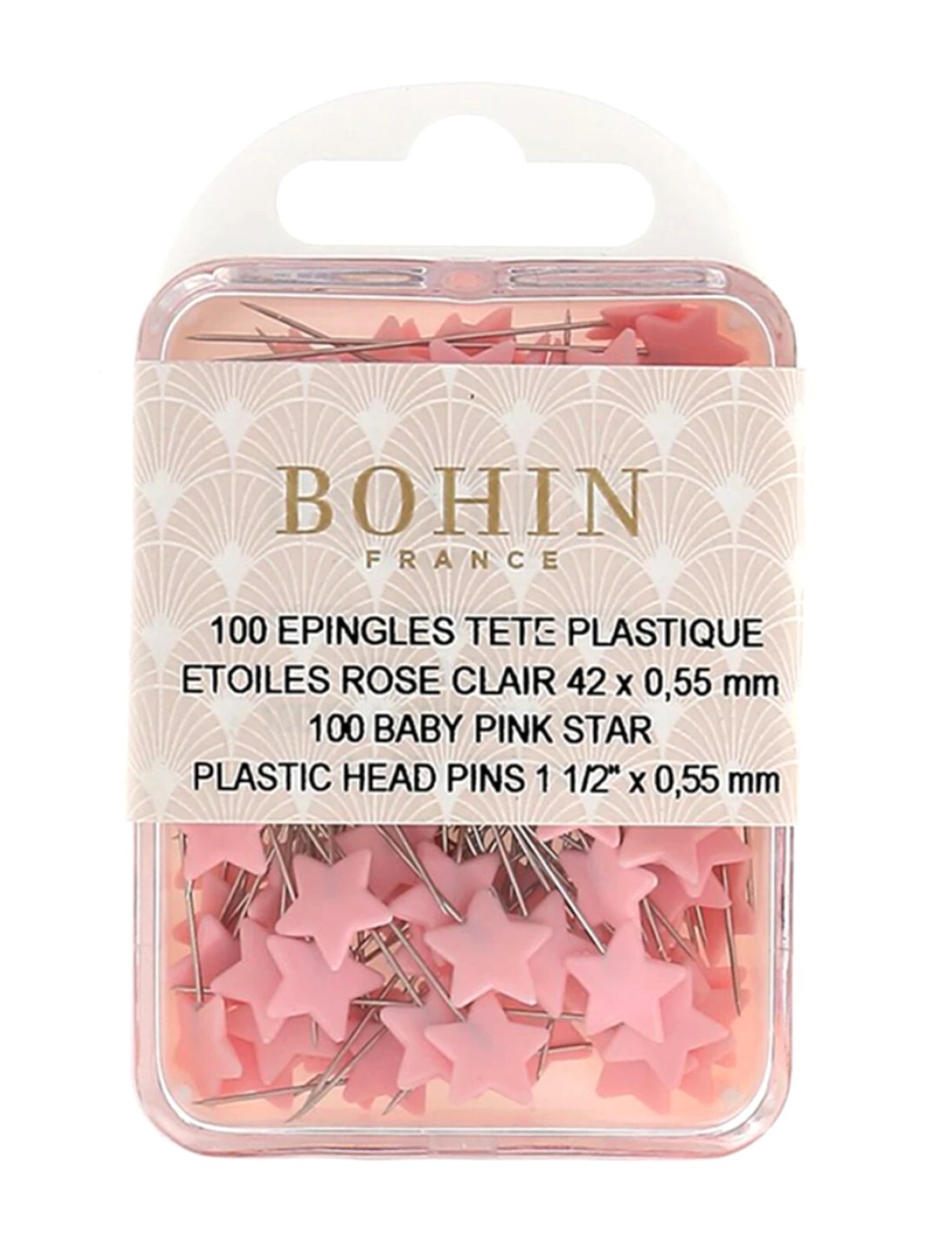 BOHIN Pink Star Plastic Head 1-1/2 Inch Sewing Pins
