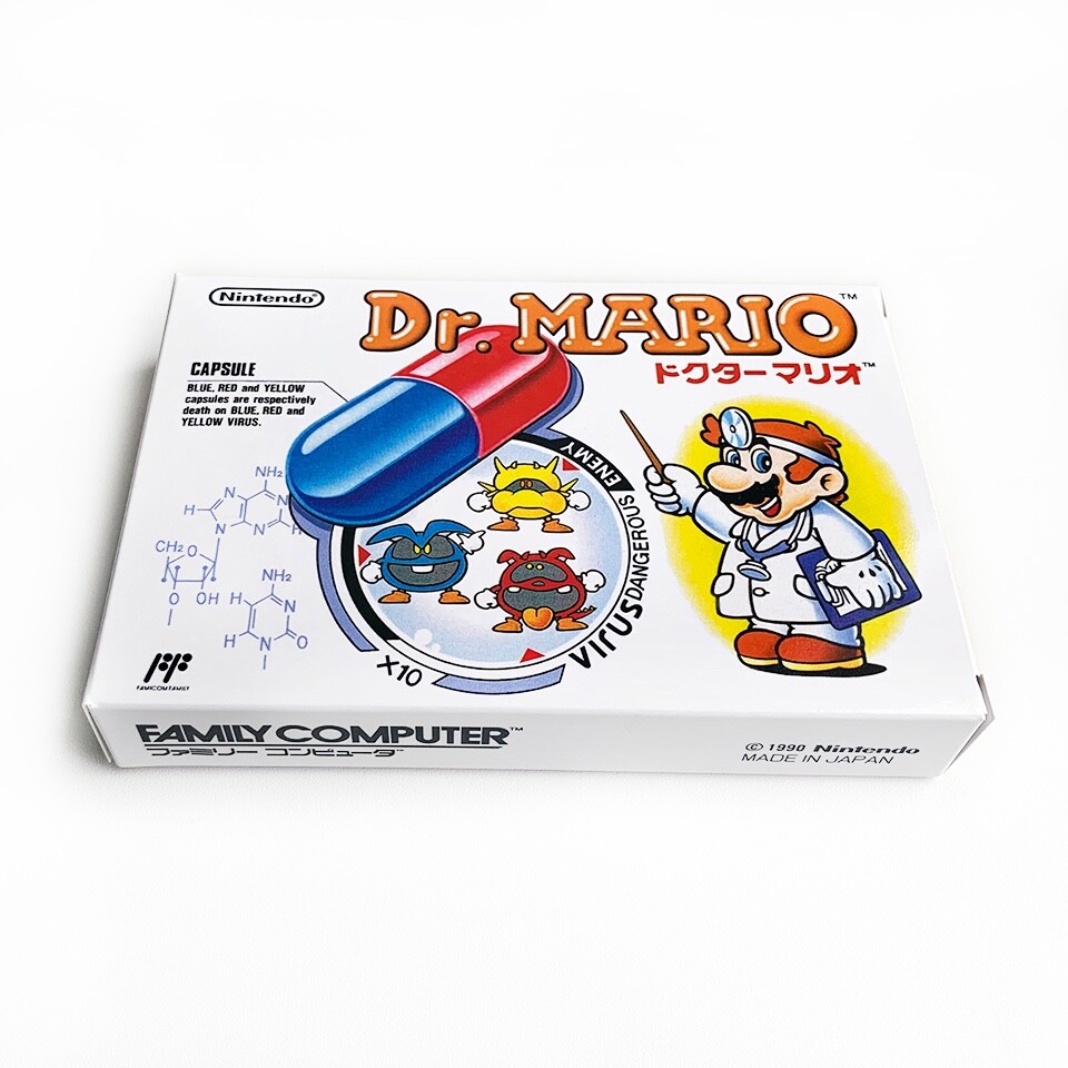 DR. MARIO - Empty box Famicom replacement spare case with tray, doctor mario