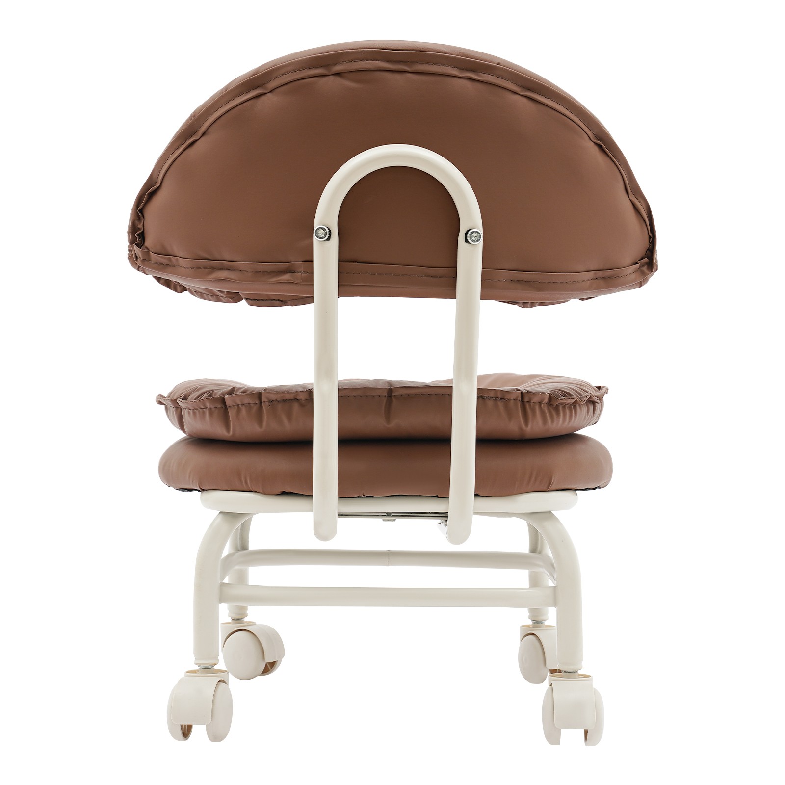 Rolling Stool with Back Rest, Heavy Duty Rolling Stool, Brown Roller Chair