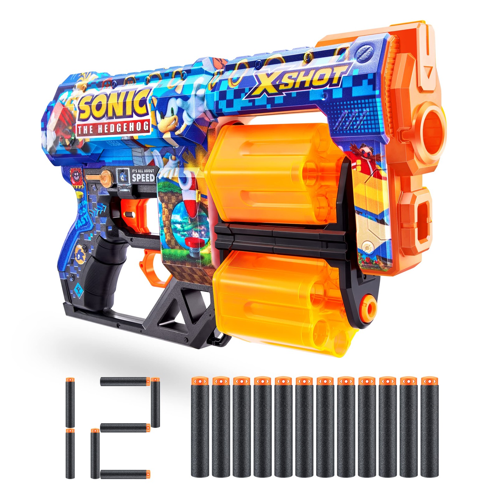 X-Shot Skins Dread Foam Blaster (12 Dart) by ZURU x Sonic The Hedgehog Toy fo...