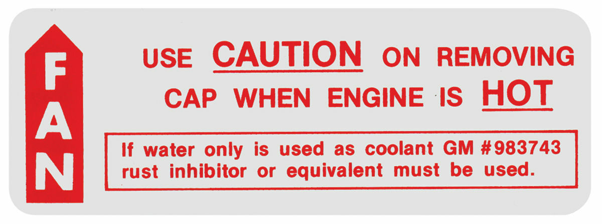 Fan Caution Decal For 1964-1965 GTO Lemans Tempest 1964 Bonneville and Catalina
