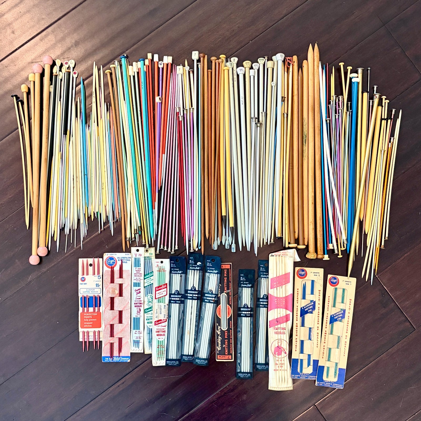 Vintage Knitting Needles Lot Boye Susan Bates Aero Wood Aluminum Case Mixed Size