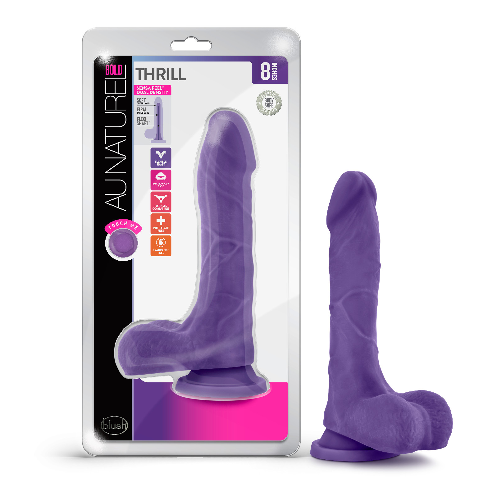 Blush Au Naturel-8.5'' Super Soft Realistic Feel Dual Density Flexishaft Dildo