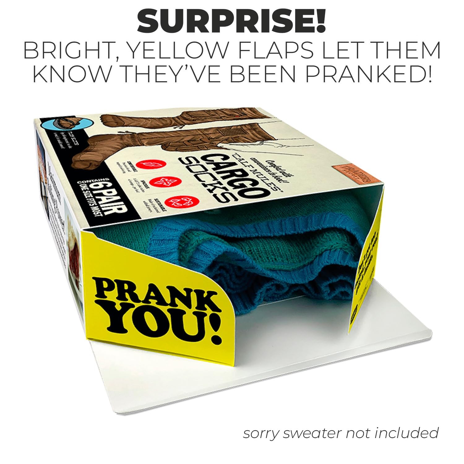 PrankO Cargo Socks Prank Gift Box – Empty Joke Present Box for Adults & Teens...