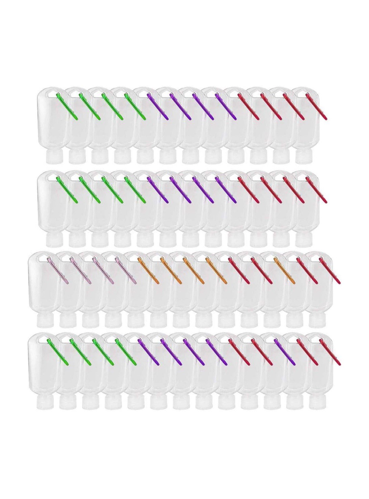 50 Pack 1.7oz Travel Plastic Clear Empty Bottles with Keychain and Flip Cap