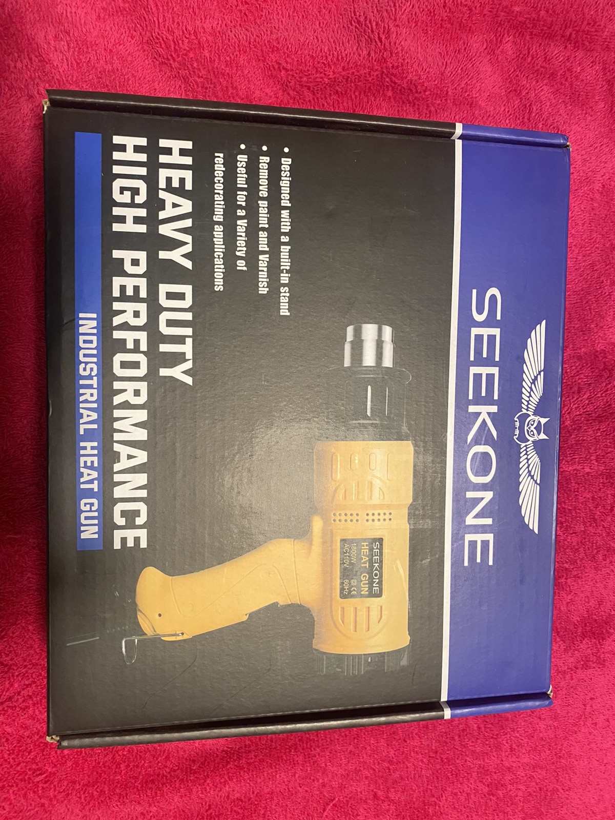 SEEKONE Heat Gun 1800W Heavy Duty Hot Air Gun 2-Temp 4 Nozzles 122℉~1202℉ NEW