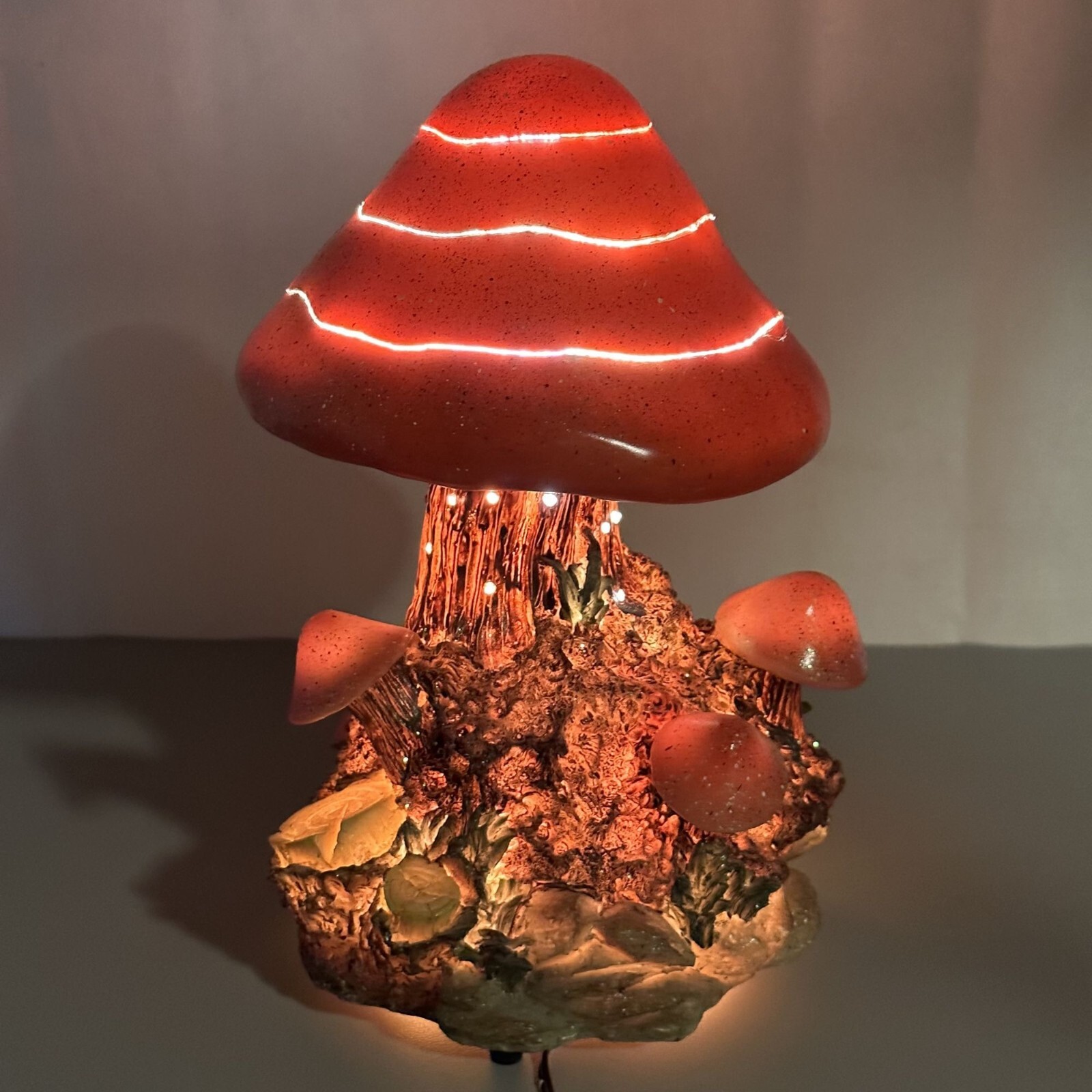 Vintage Fiber Optic Mushroom Patch Lamp Night Light Color Change Spencer Gifts