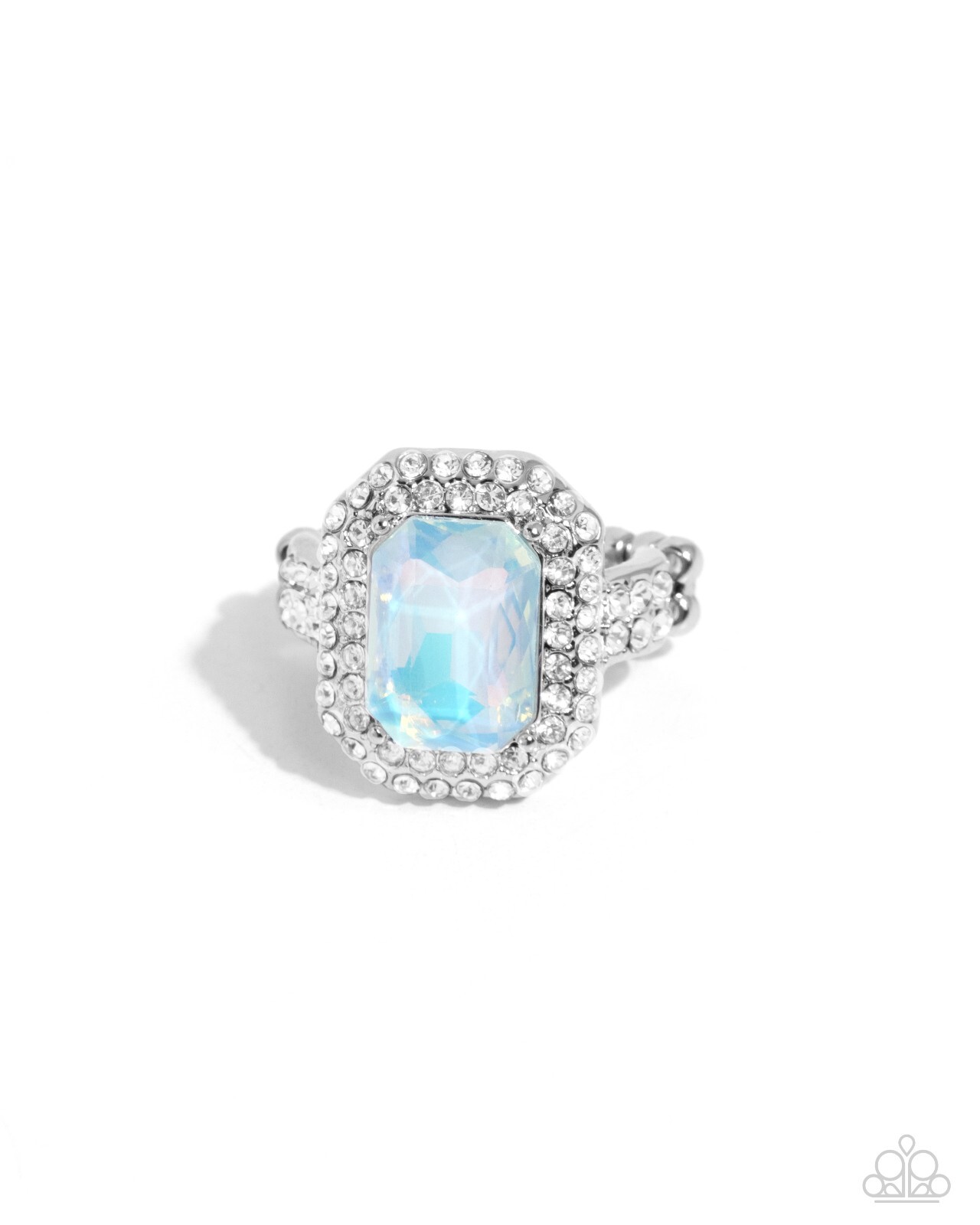 Paparazzi Faceted Fidelity - Blue - Opalescent Gem - White Rhinestones - Dainty