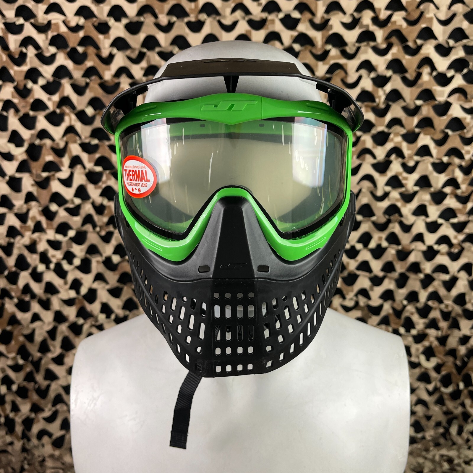 NEW Jt ProFlex Thermal Paintball Mask - Black/Green w/ Clear Lens