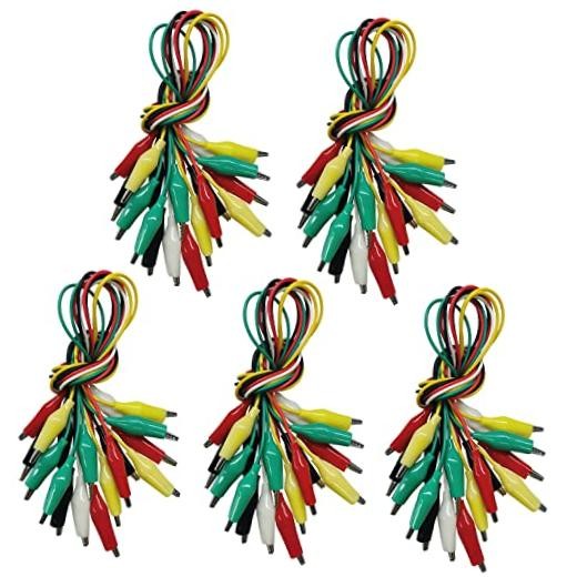 50PCS Crocodile Alligator Clips Electrical, 5 Colors Test Leads & Probes 50pcs
