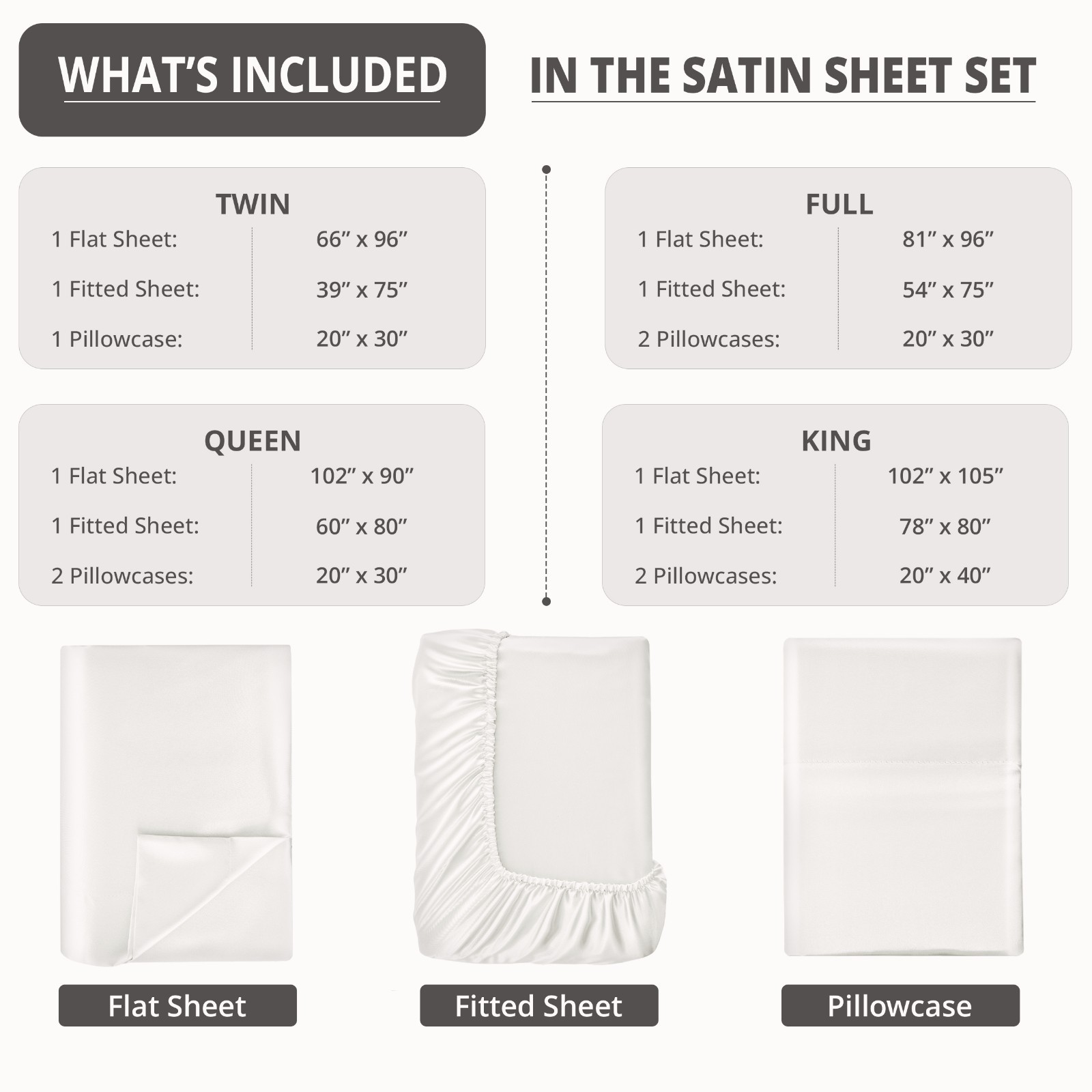 Satin Bed Sheet Set 4 Piece Silky Soft Deep Pocket Cooling Sheets Wrinkle-Free