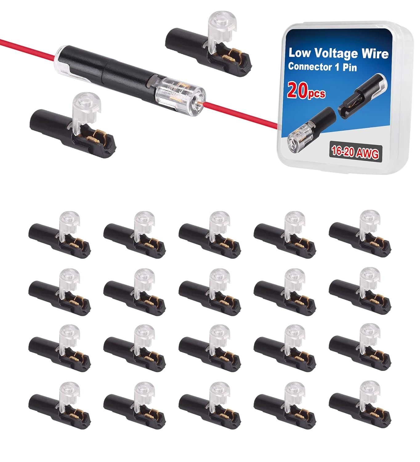 1 Pin Low Voltage Wire Plug-In Connector for 16-18 AWG, 1 Wire Quick Disconnect