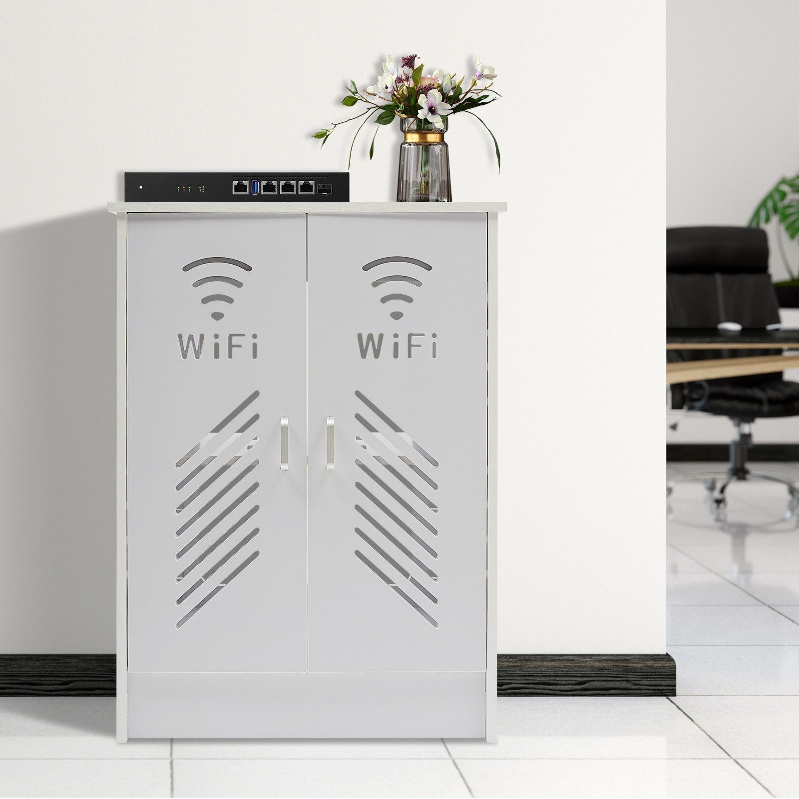WiFi Router Storage Cabinet, Floor Standing Router Decorative Storage Box