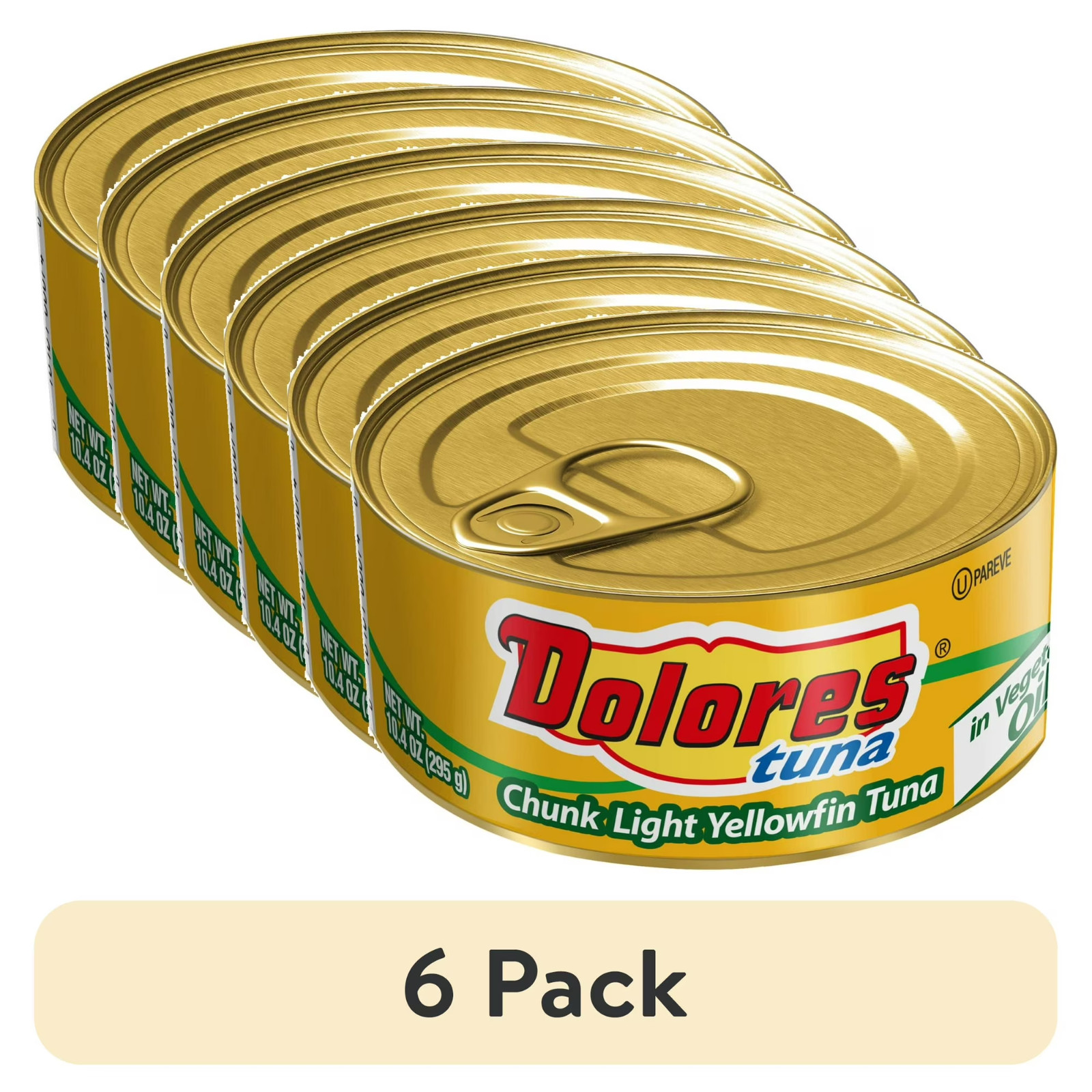 (6 Pack) Dolores Chunk Light Yellowfin Tuna in Oil - 10.4 oz Cans, Bulk Protein