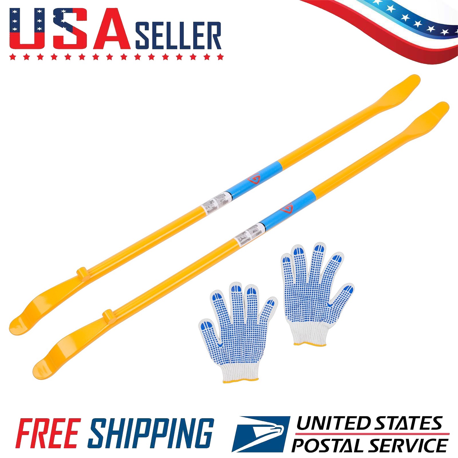 2x Heavy Duty Tire Mount and Demount Iron Tubeless Tire Removal Tool 41in Yellow