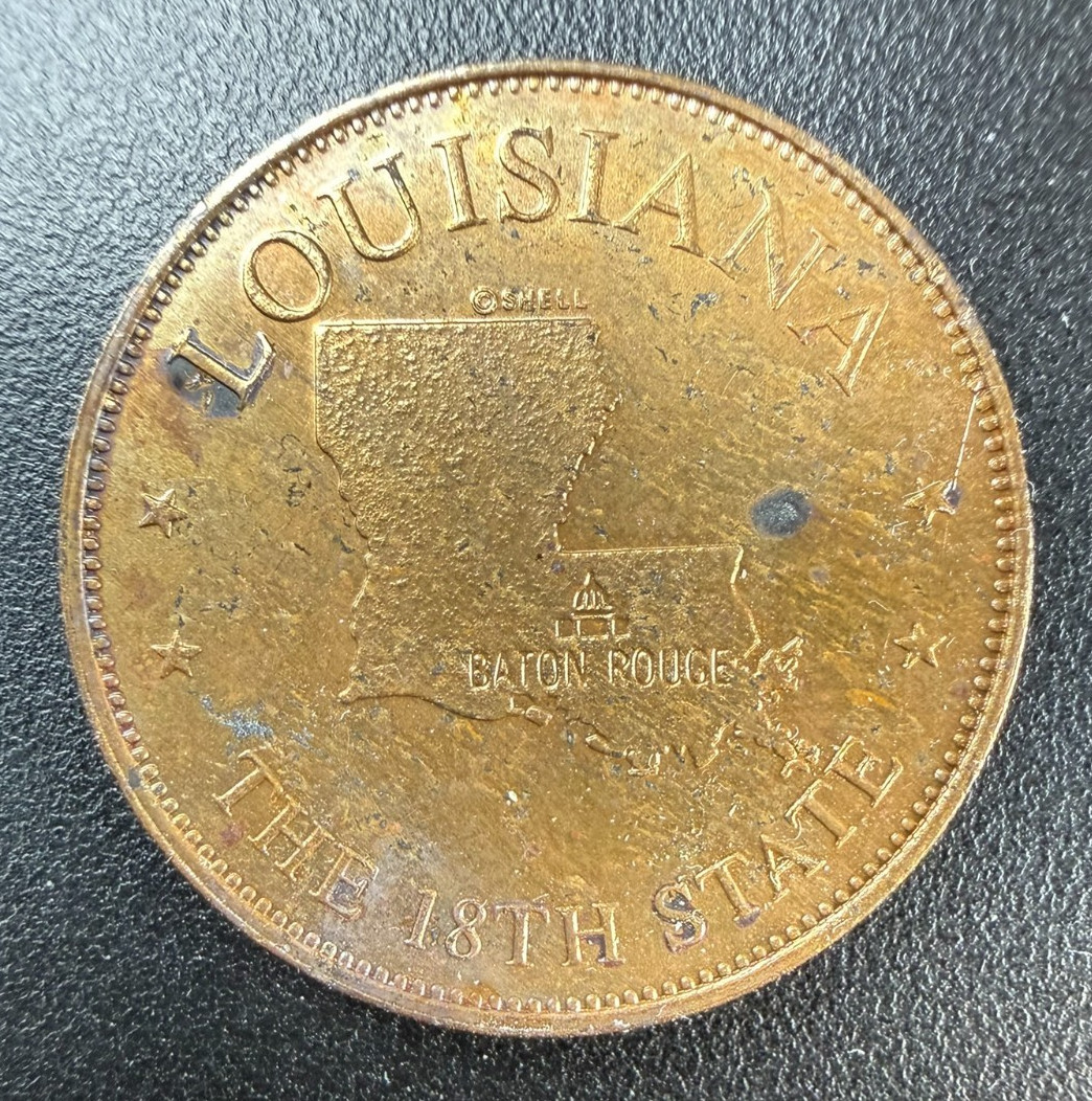Louisiana 18th State - 1969 Shell Oil States of the Union Token/ Medal (0082)