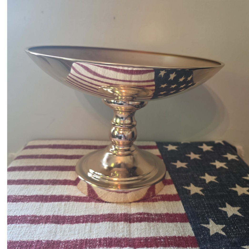 Gold Plate Pedestal Compote Bowl / Gold Tone Pedestal Bowl Compote Dish