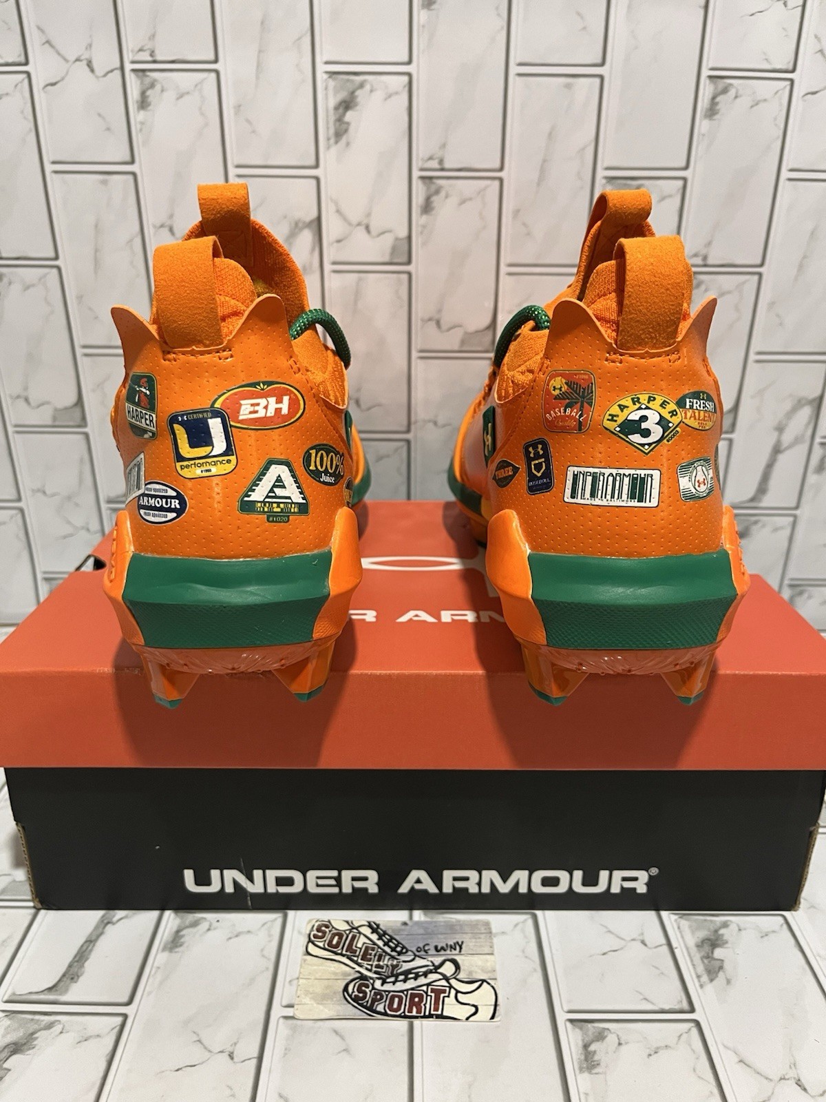 New UA Bryce Harper 9 Pro Juice Baseball Cleats Shoes Orange Mens 3028410-800