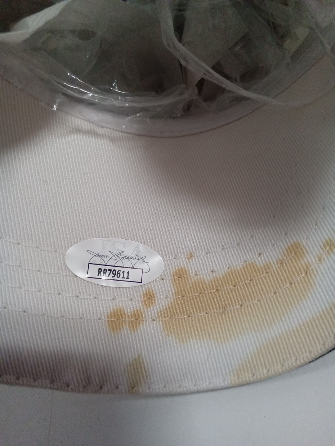 Randy Johnson Signed NYPD White Baseball Hat JSA ** #
