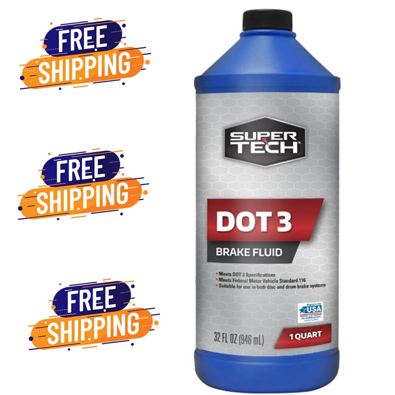 Super Tech DOT 3 Brake Fluid, 32 Oz, Free Shipping
