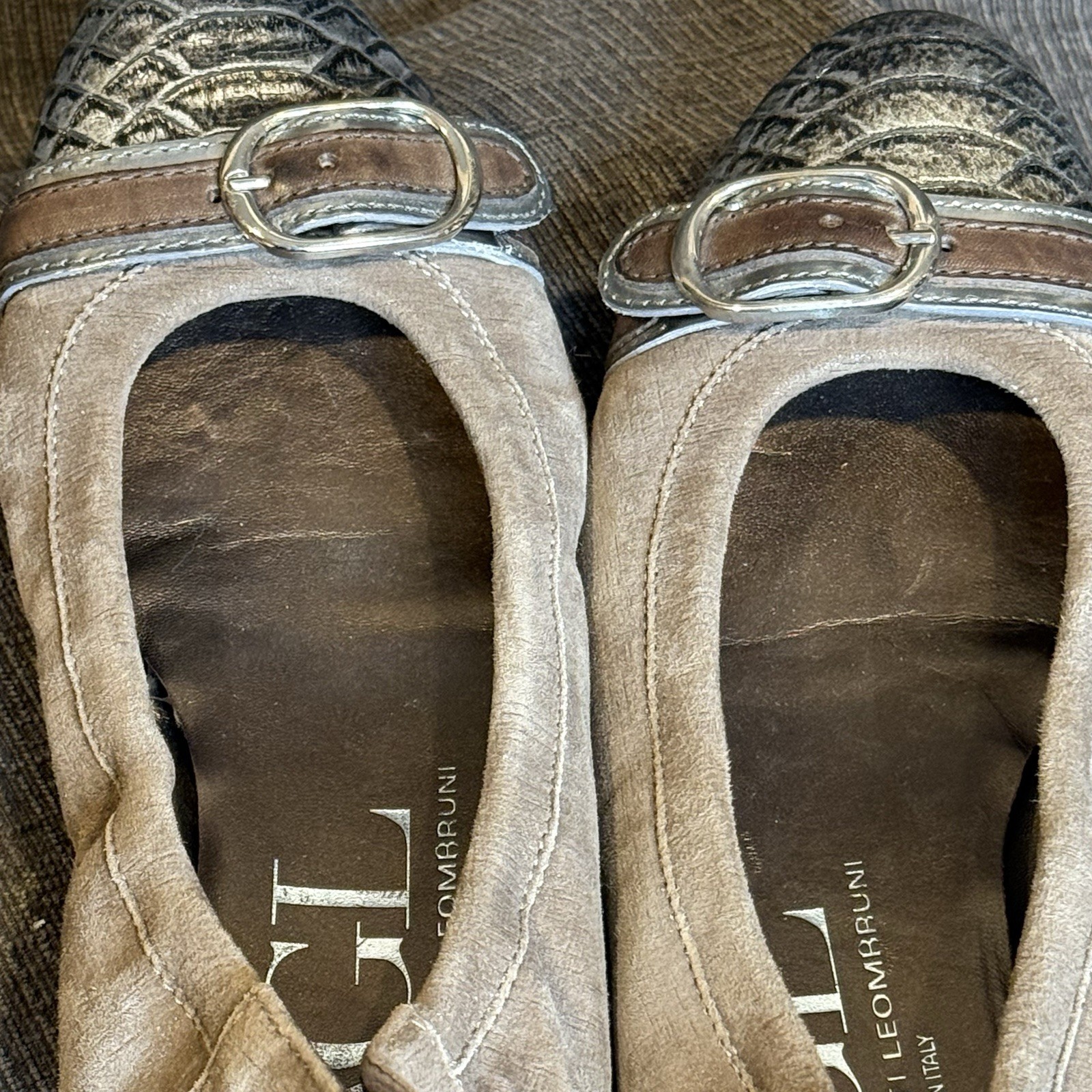 AGL Italy Taupe Leather w/ Relief Cap Toe Ballet Flats Women Sz 7.5 US VGUC