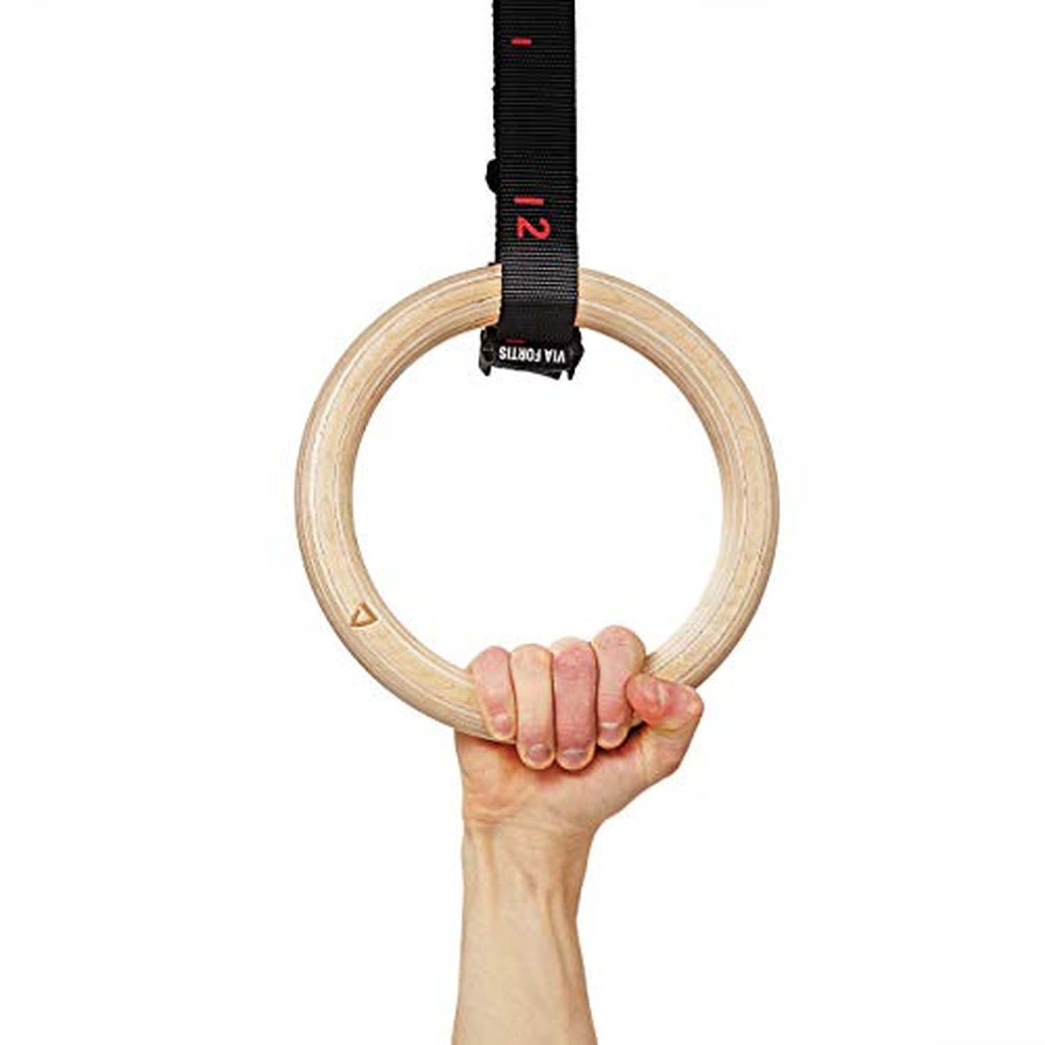 VIA Fortis® Premium Wooden Gym Rings with Straps, Bag & Workout Guide - Gym R...