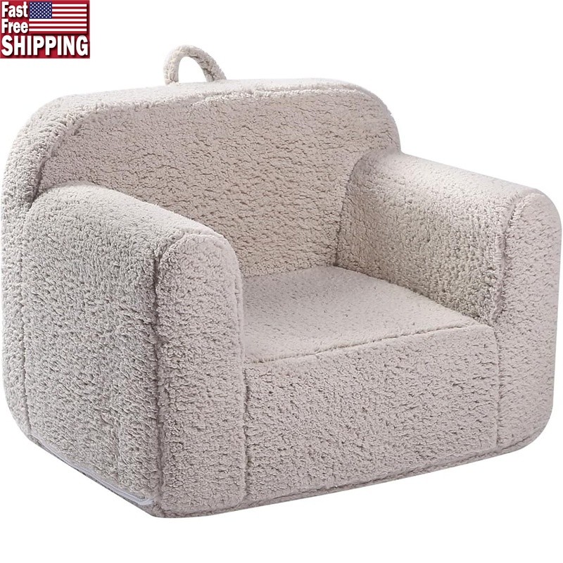 Kids Soft Sherpa Foam Chair Toddler Sofa Cuddly Kids Furniture Removable Cover