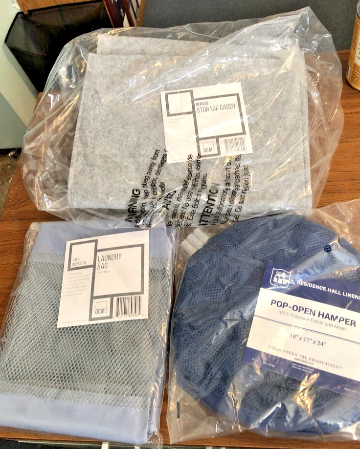 College Dorm Room Storage Set: Caddy, Laundry Bag, and Pop-Open Hamper.  SEALED