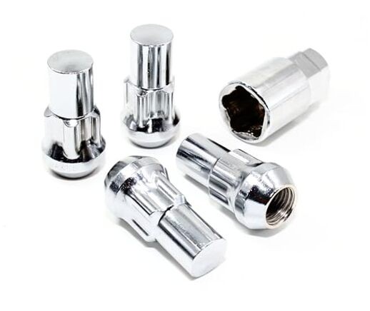 Set of 4 14x1.5 Veritek Chrome Acorn Bulge Tuner 1.75 Inch Security Wheel