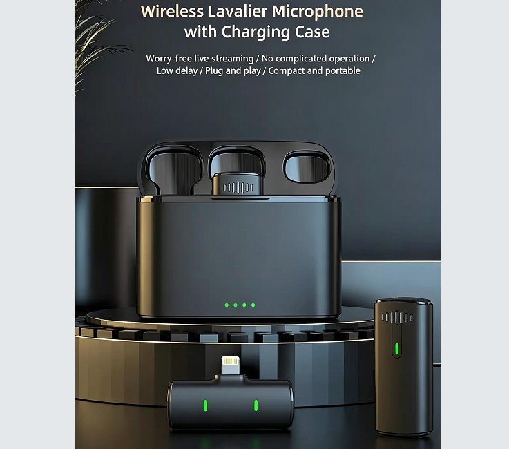 Mini Mic (2 TX + 1 RX + Charging Case) Wireless Lavalier Microphone for Tybe-c