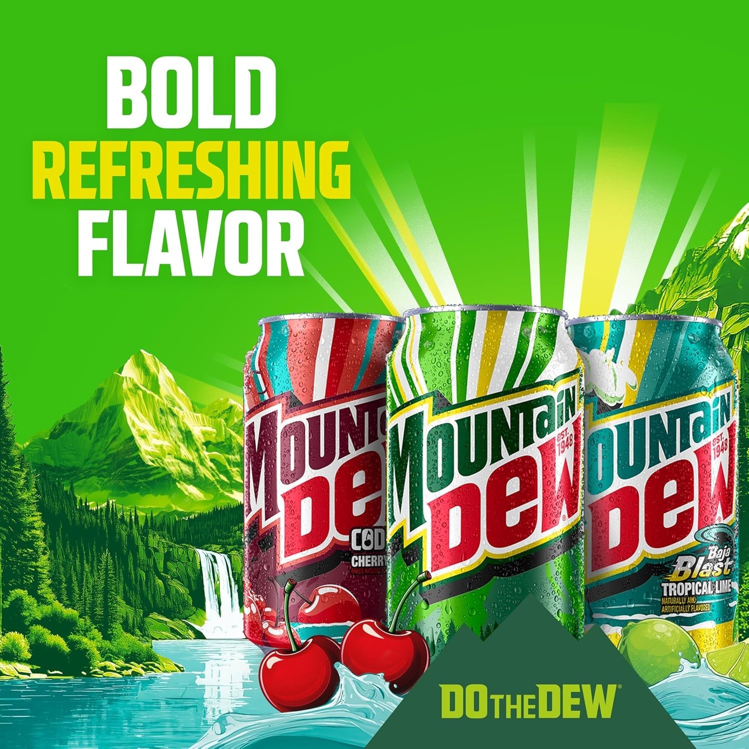 Pack of 12 MTN DEW 12 Fl Oz Cans - Ultimate Refreshment for Parties