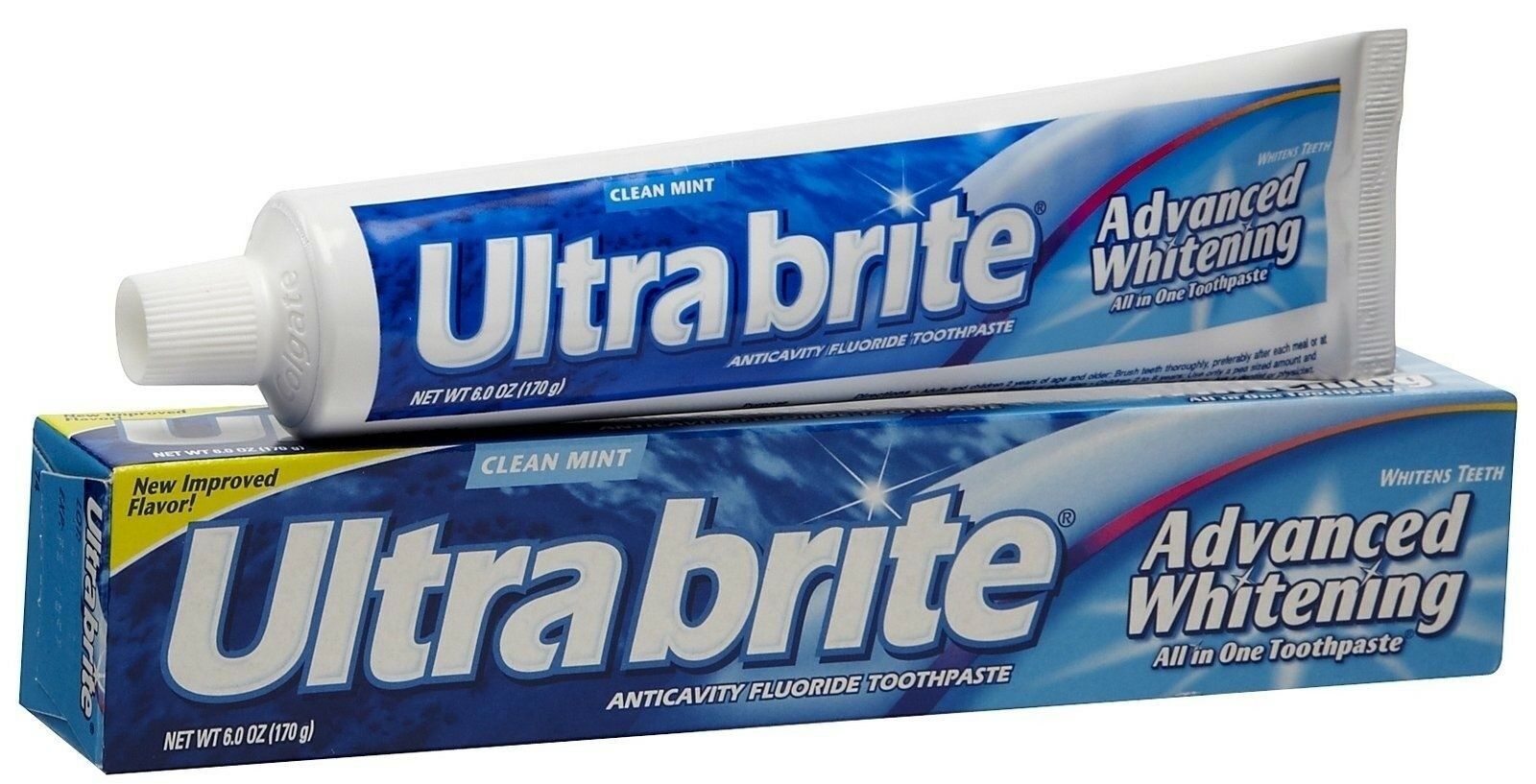 Ultrabrite Fluoride Toothpaste Anticavity Whitens Teeth Clean Mint Flavor 6 oz
