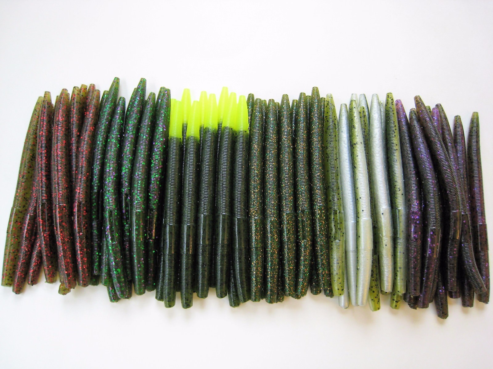 60 pk 5" Senko style Soft Plastic Bass Worms-6 Colors/10 Each WATERMELON MULTI