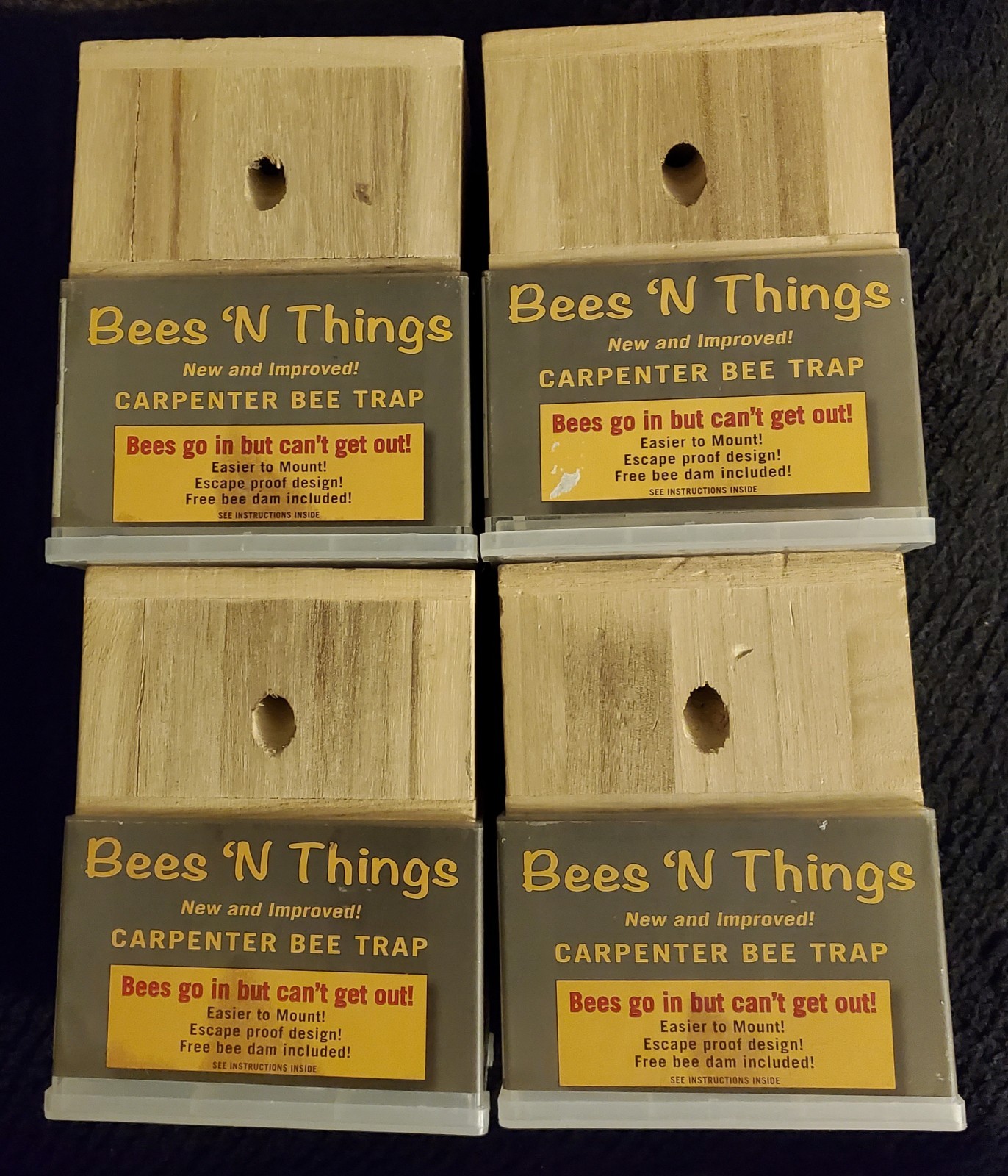 Lot Of 4 Carpenter Bees N Things Outdoor Catch Pest Control Trap Protect Wood