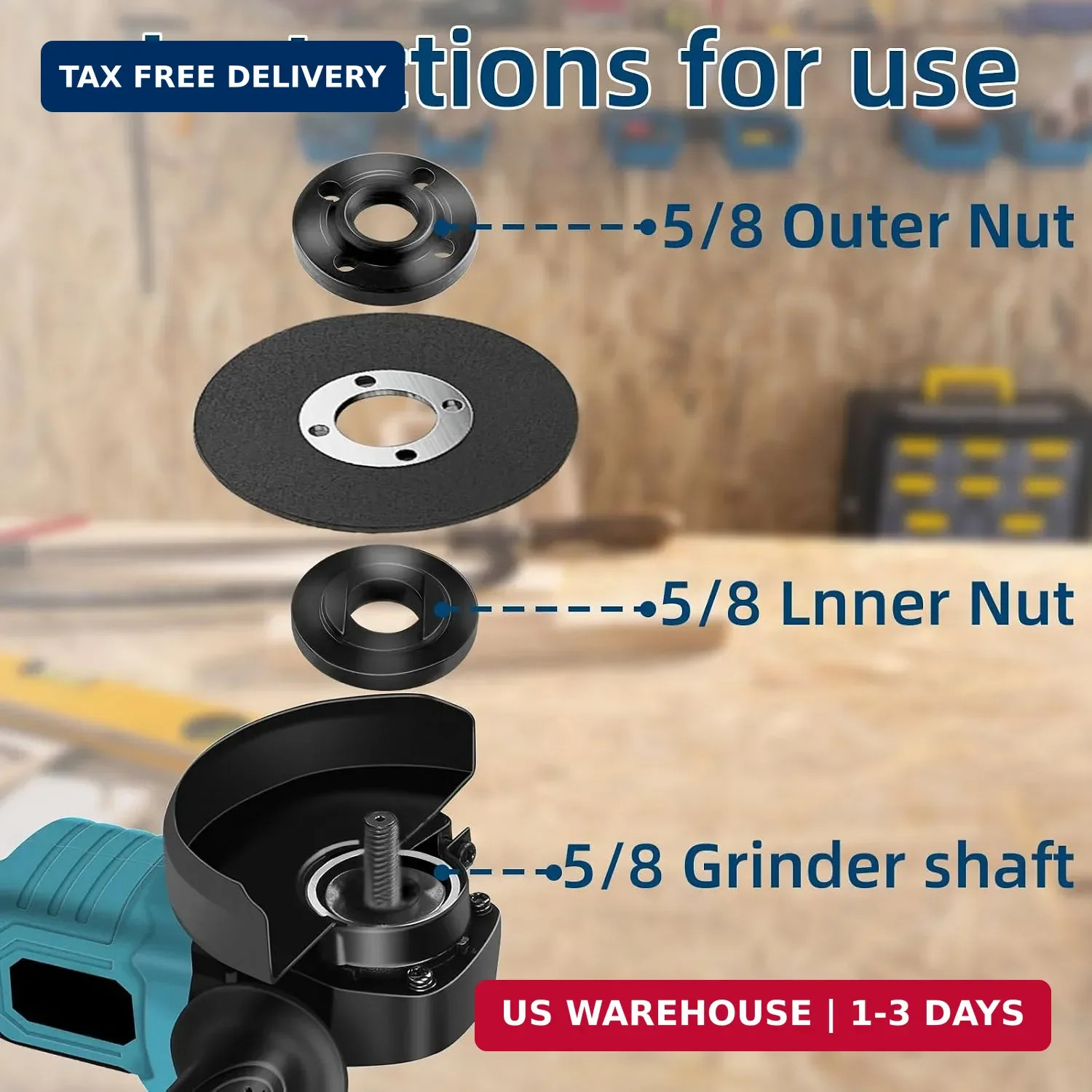 7PCS Angle Grinder Nut & Flange Set - Compatible with Dewalt, Milwaukee, Bosch