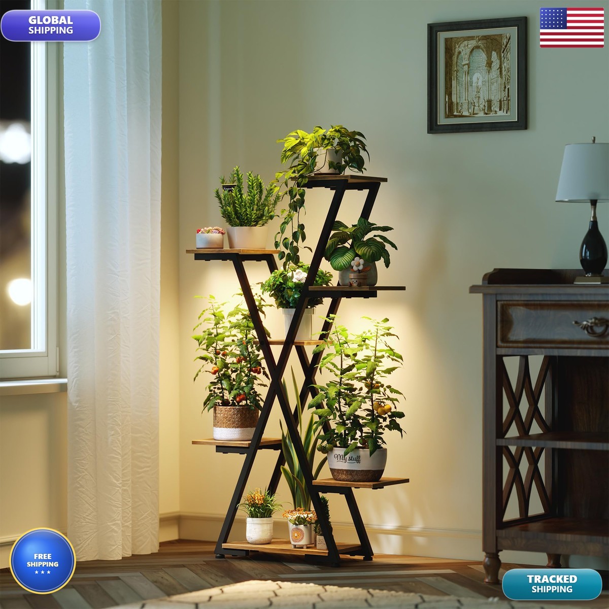 MemoCastle Indoor Plant Stand with Grow Lights - Multi-Tiered Rack with Timer