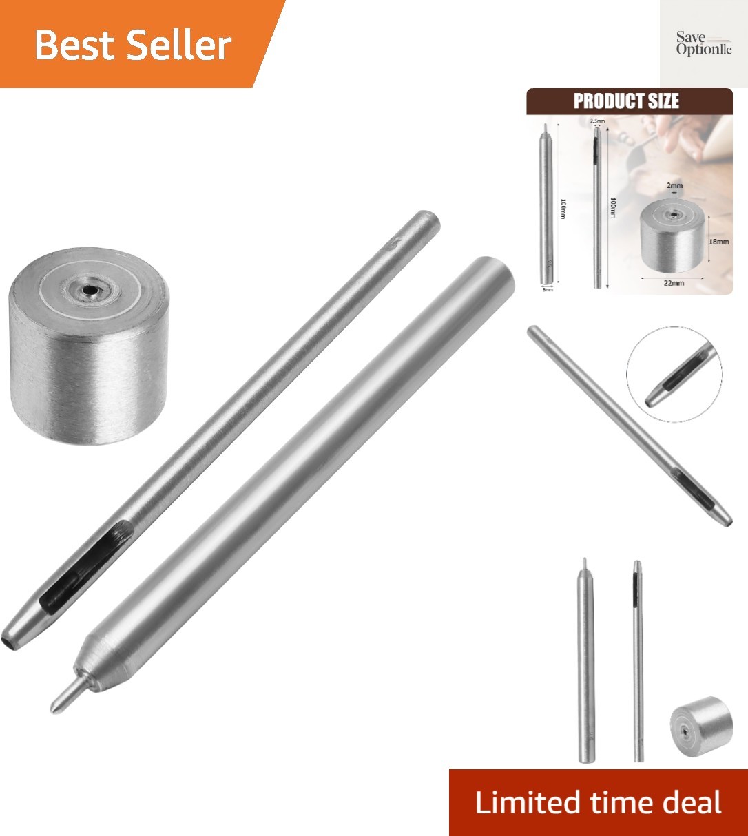 Eyelet Hole Punch Die Tool, 2.5mm Grommet Setter Hollow Punch Includes Base &...