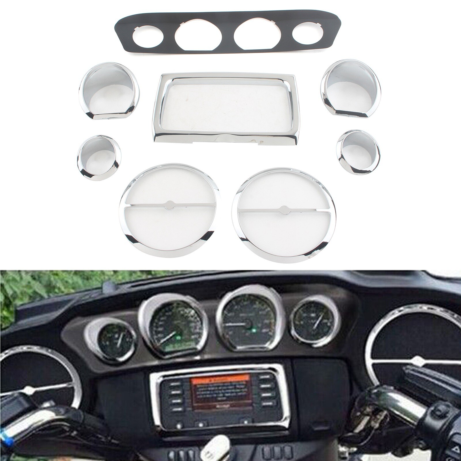 Chrome Inner Fairing Gauge Bezel Trim For Harley Electra Street Tri Glide 14-UP
