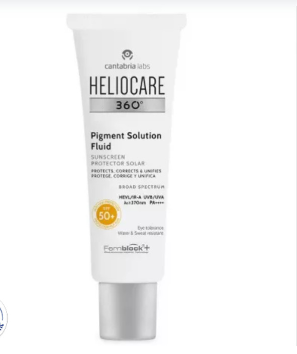 Heliocare 360 pigment solution fluid sunscreen protects corrects unifies 50 ml