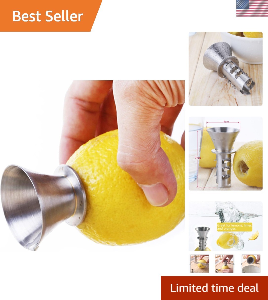 Lightweight Stainless Steel Lemon Juicer - Ideal for Citrus Lovers