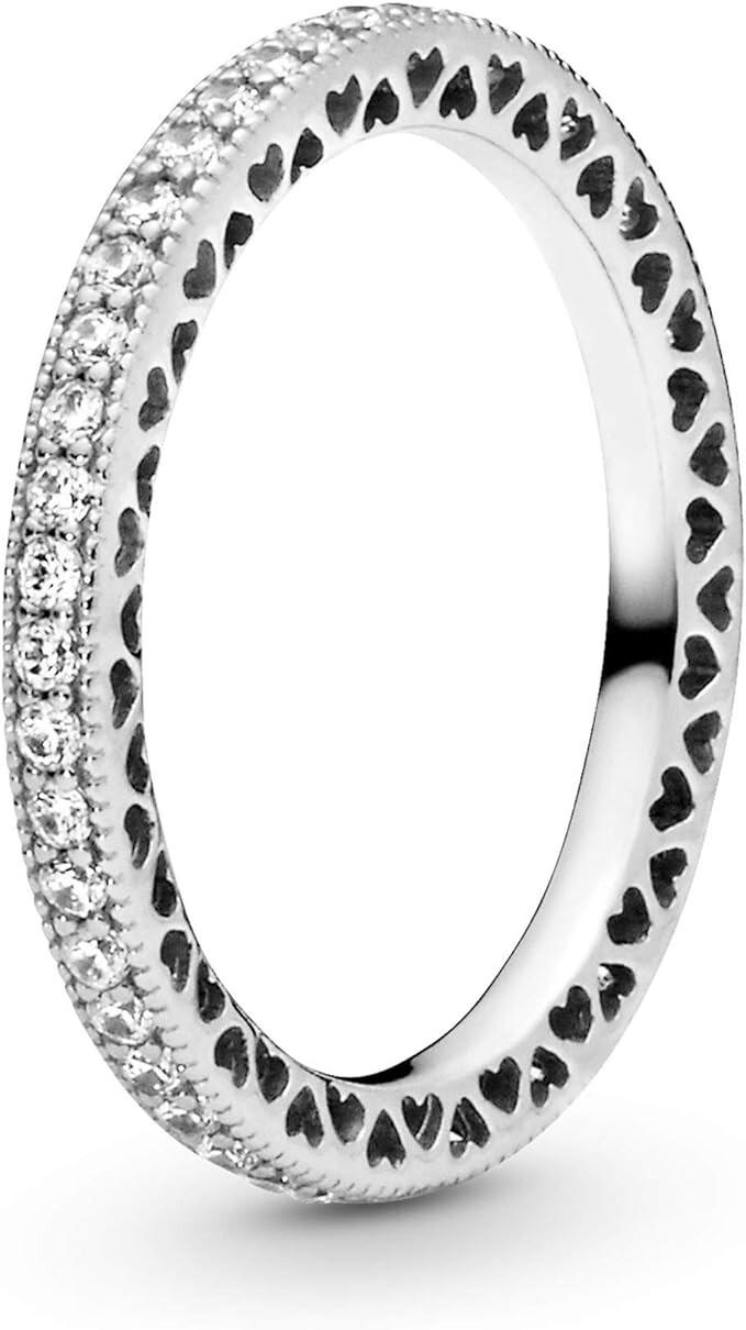 Stunning Sparkling Hearts Eternity Ring Band 925 Sterling Silver Stamped