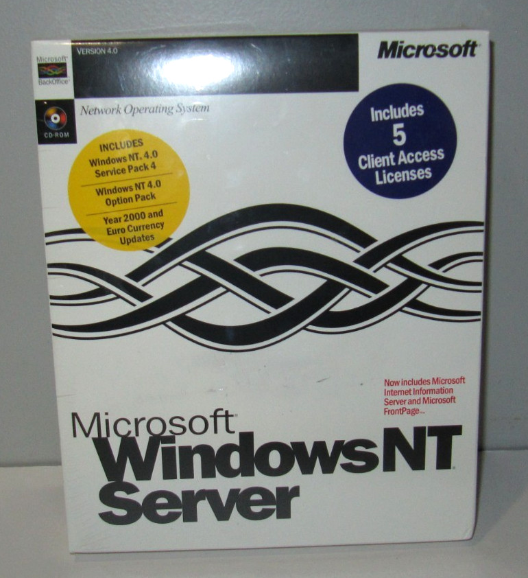 Microsoft Windows NT Server 4.0 software with 5 Client Access Licenses CD NEW