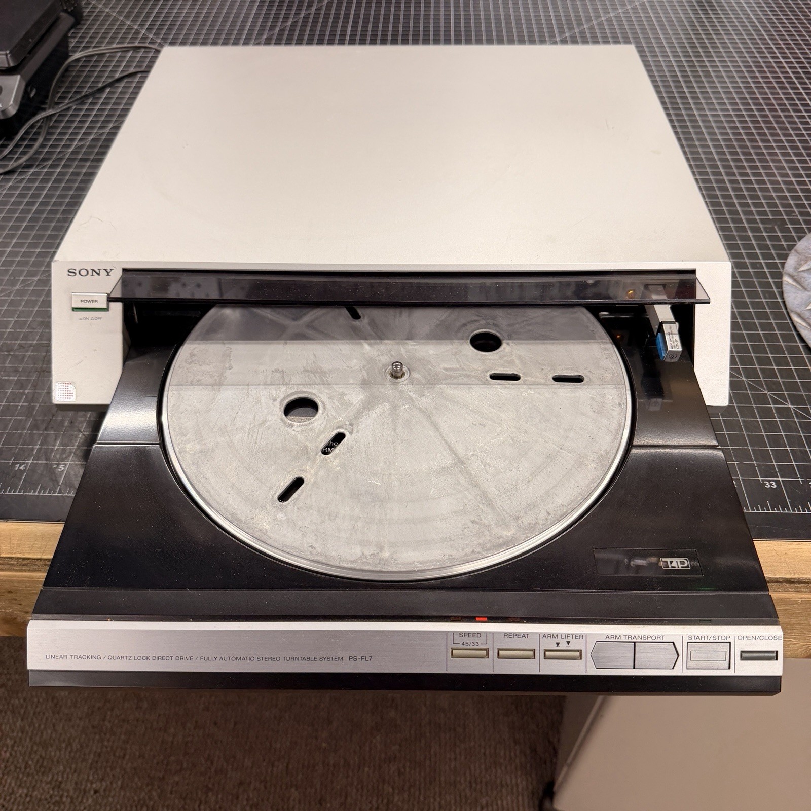 Sony PS-FL7 Front Loading Direct Drive Linear Tracking Turntable Tested Works