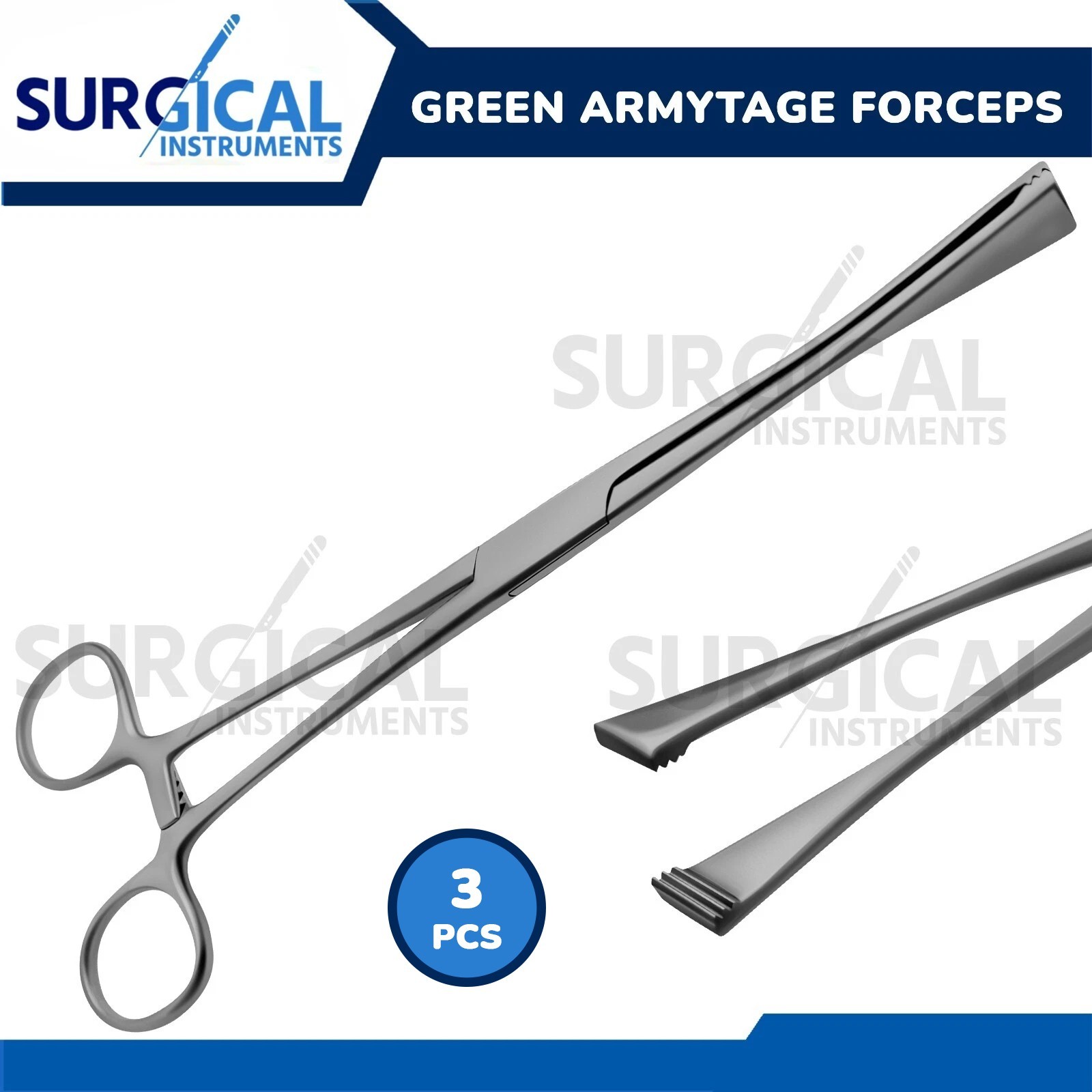 3 Green Armytage Forceps 8" Stainless Steel Obstetrical & Gynecology German Gr