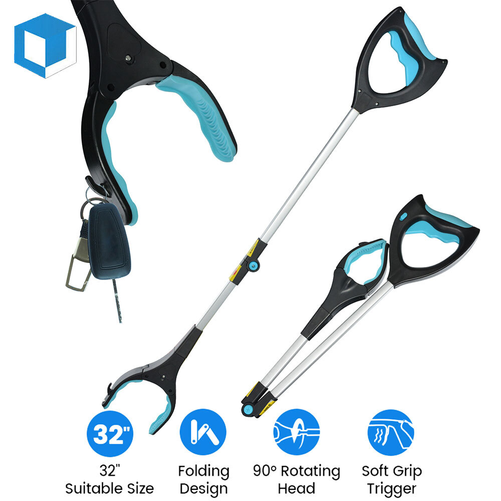 LED Light 32" Grabber Tool Industrial Pick Up Stick Hand Grip Reach Trash Picker
