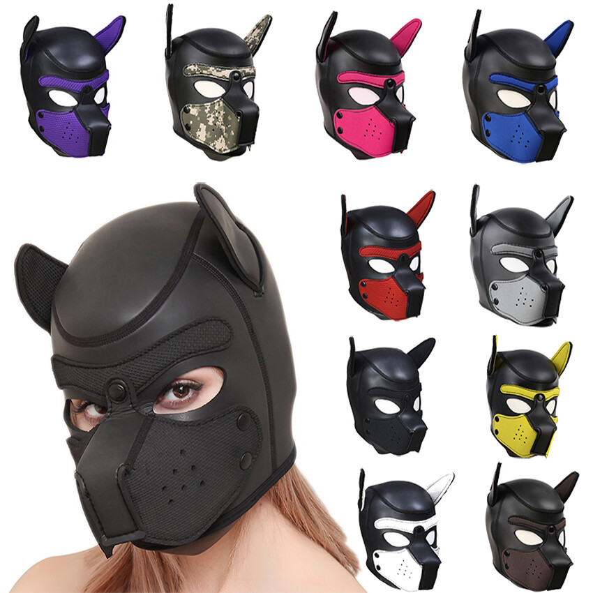 BDSM Pup Puppy Hood Play Masks Cosplay Flirting Adult Games Latex Rubber Party